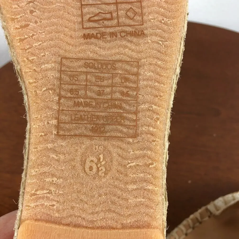 New Soludos Aarin Espadrille Sandals in Tan / Ivory Women's Size 6.5